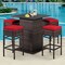 5 Pieces Patio Rattan Bar Table Stool Set Hidden Storage Shelf Cushioned